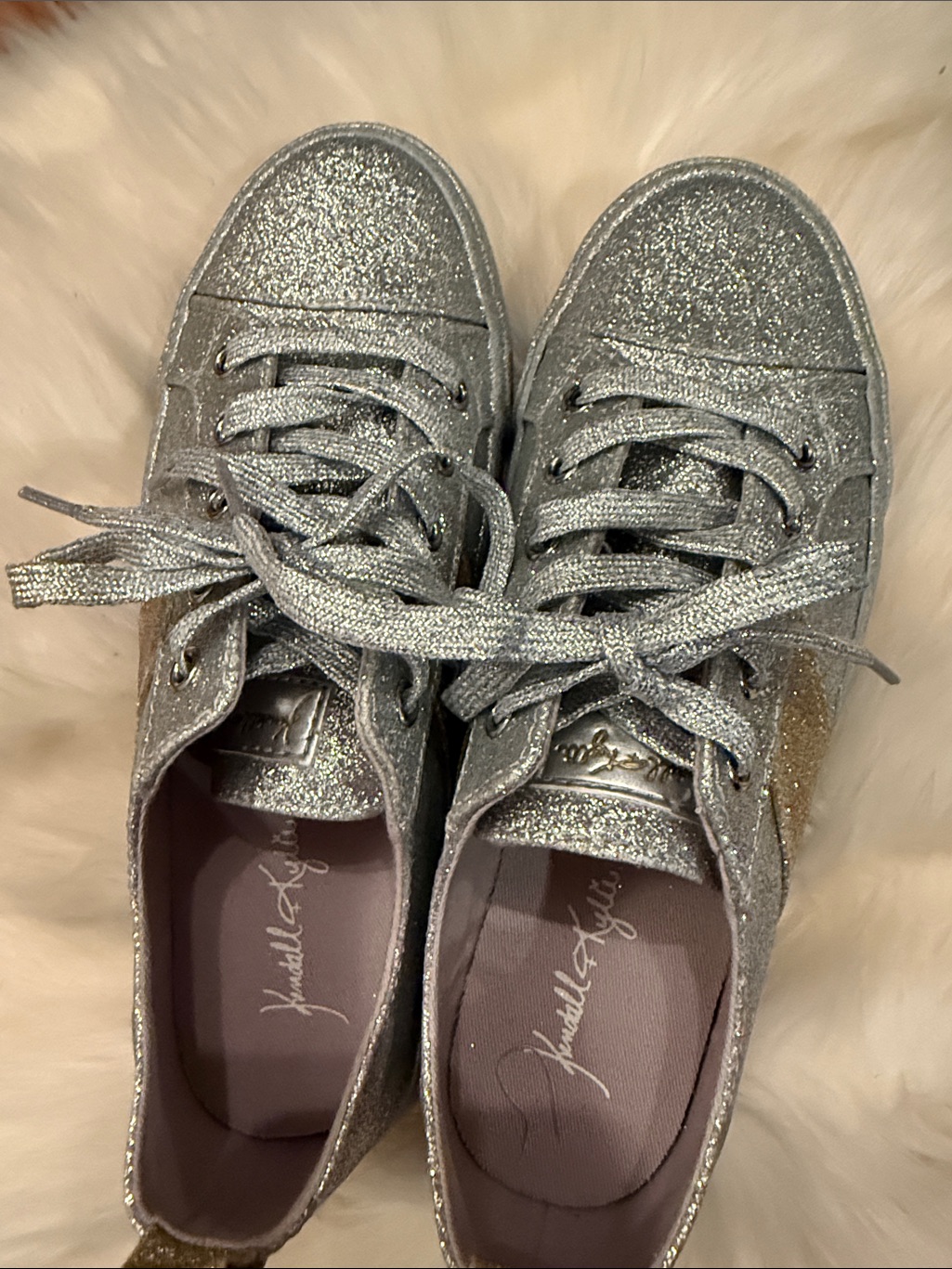 Kendall & Kylie Silver Glitter Sneakers With Gold Accent — image 3 of 7